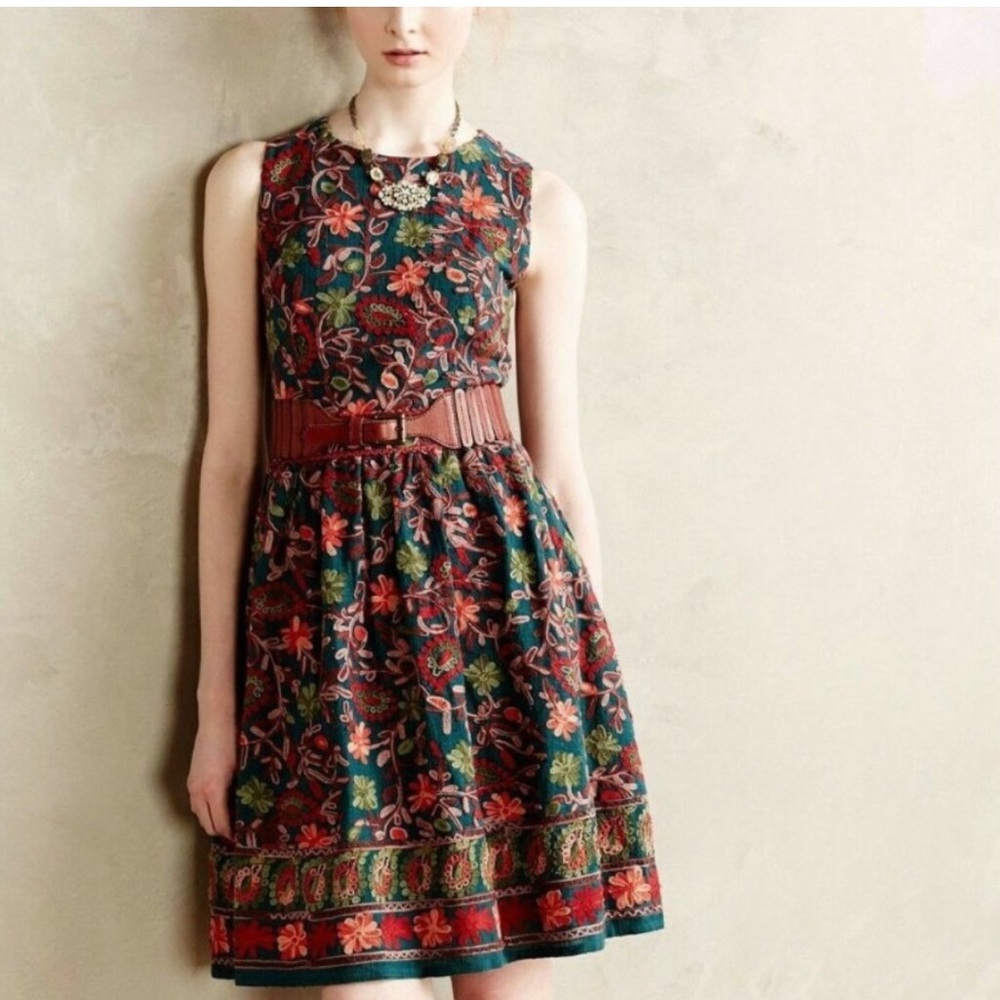 Anthropologie Adelyn Rae Embroidered Dress